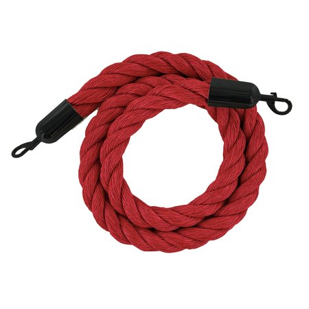 MONTOUR LINE Twisted Polyprop.Rope Red With Black Snap Ends 6ft.Cotton Core HDPP510Rope-60-RD-SE-BK